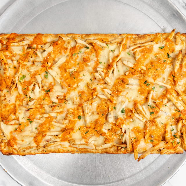 Chicken Vodka Grandma Square Pizza.